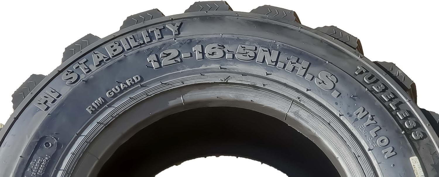 Heavy Duty 12x16.5 12 Ply Skid Steer Tire with Rim Guard F682