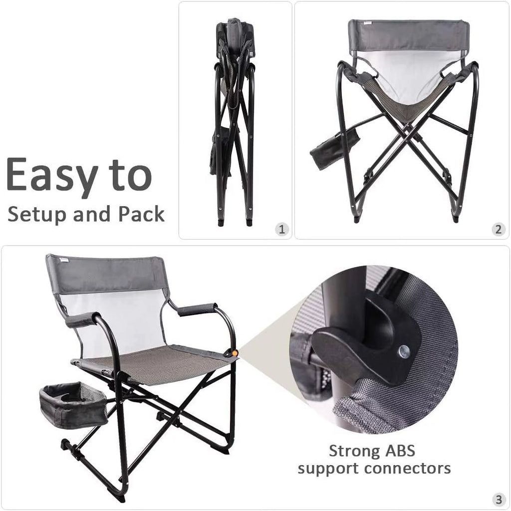 Heavy Duty Portable Folding Director's Chair for Outdoor Camping, Gray E349316