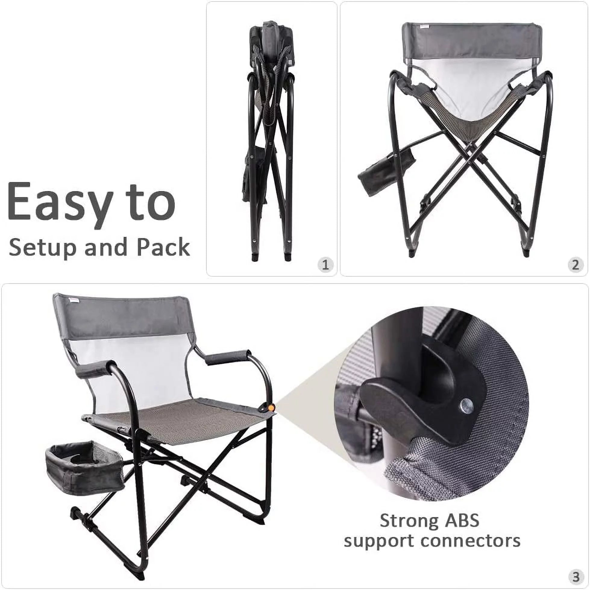 Heavy Duty Portable Folding Director's Chair for Outdoor Camping, Gray E349316