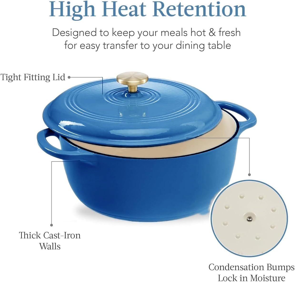 7.5 Quart Enamel Cast-Iron Round Dutch Oven with Lid Y15328