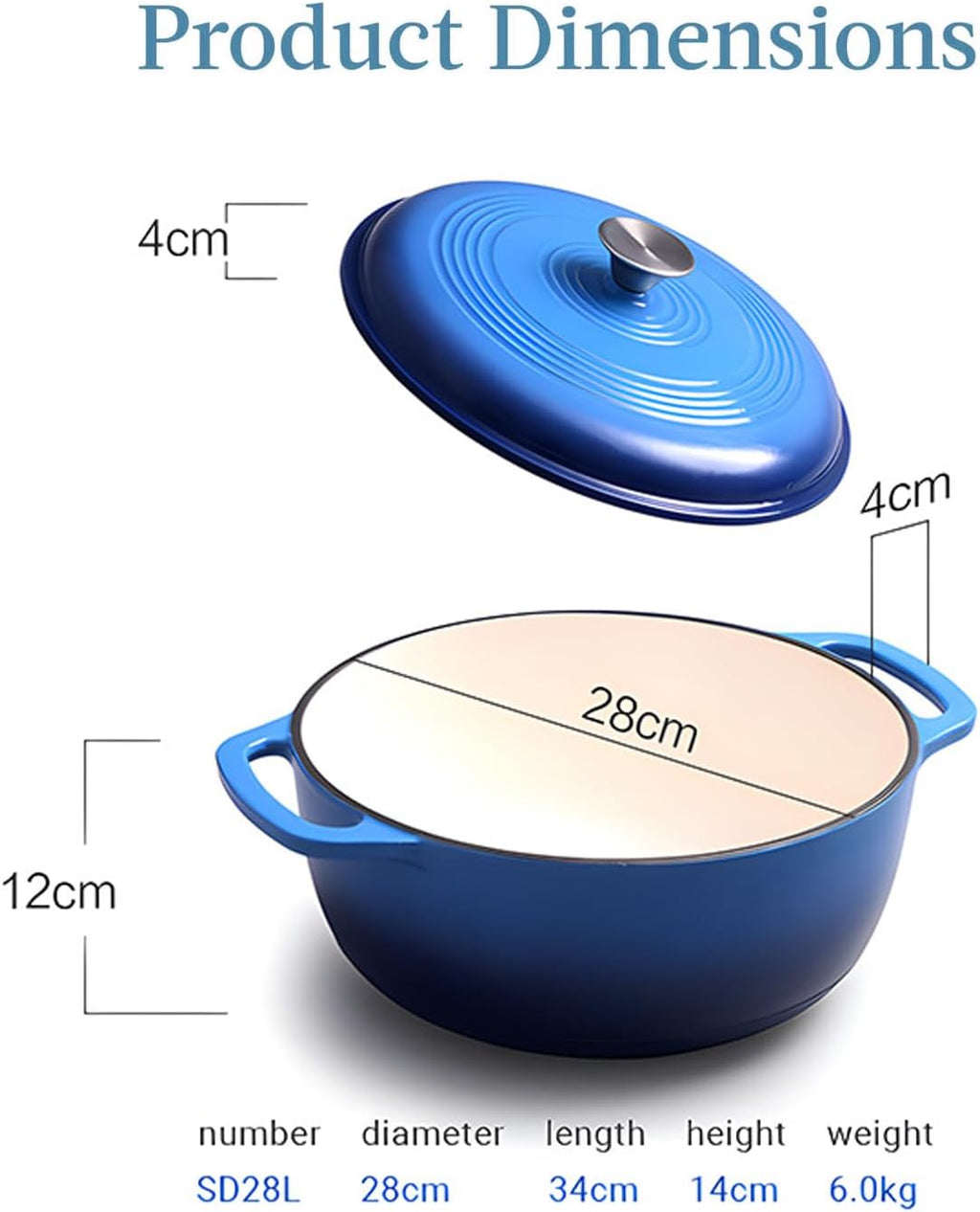 7.5 Quart Enamel Cast-Iron Round Dutch Oven with Lid Y15328