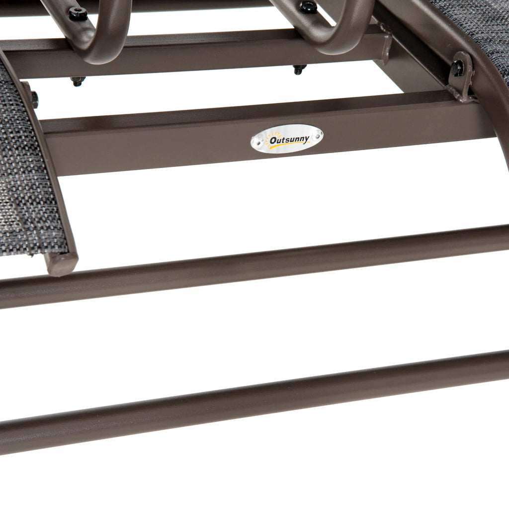 Outdoor Glider Bench with Center Table, Metal Frame Patio Loveseat Q793223