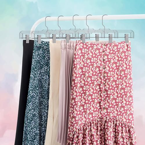 Clear Skirt Hangers with Adjustable Clips, 12 Pack, 14 Inch E18073