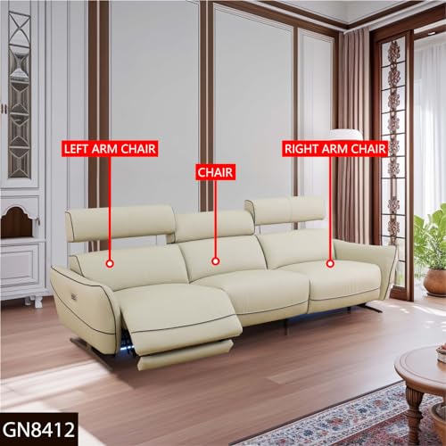Beige Leather and PVC 3-Piece Recliner Sofa Set M6136
