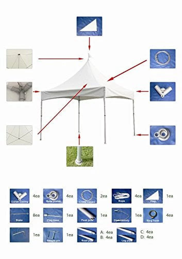 10x13 High Peak Party Tent Wedding Canopy White P253