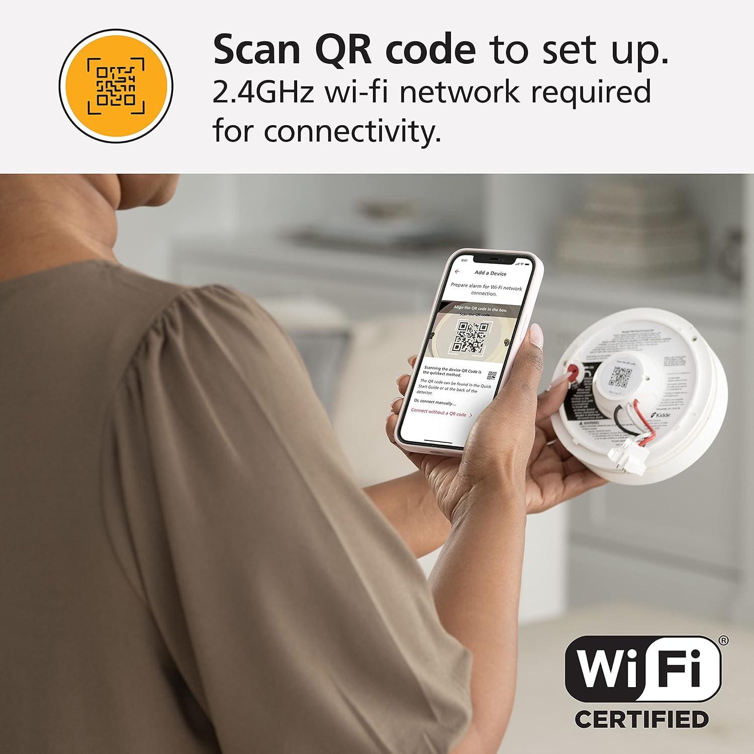 Smart Smoke Detector, WiFi, Hardwired with Battery Backup, 2 Pack T4340