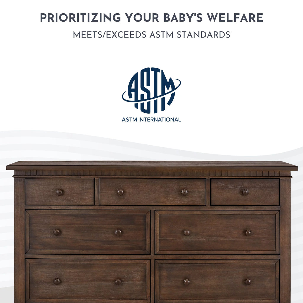 Antique Brown Double Dresser, 7 Drawers E338