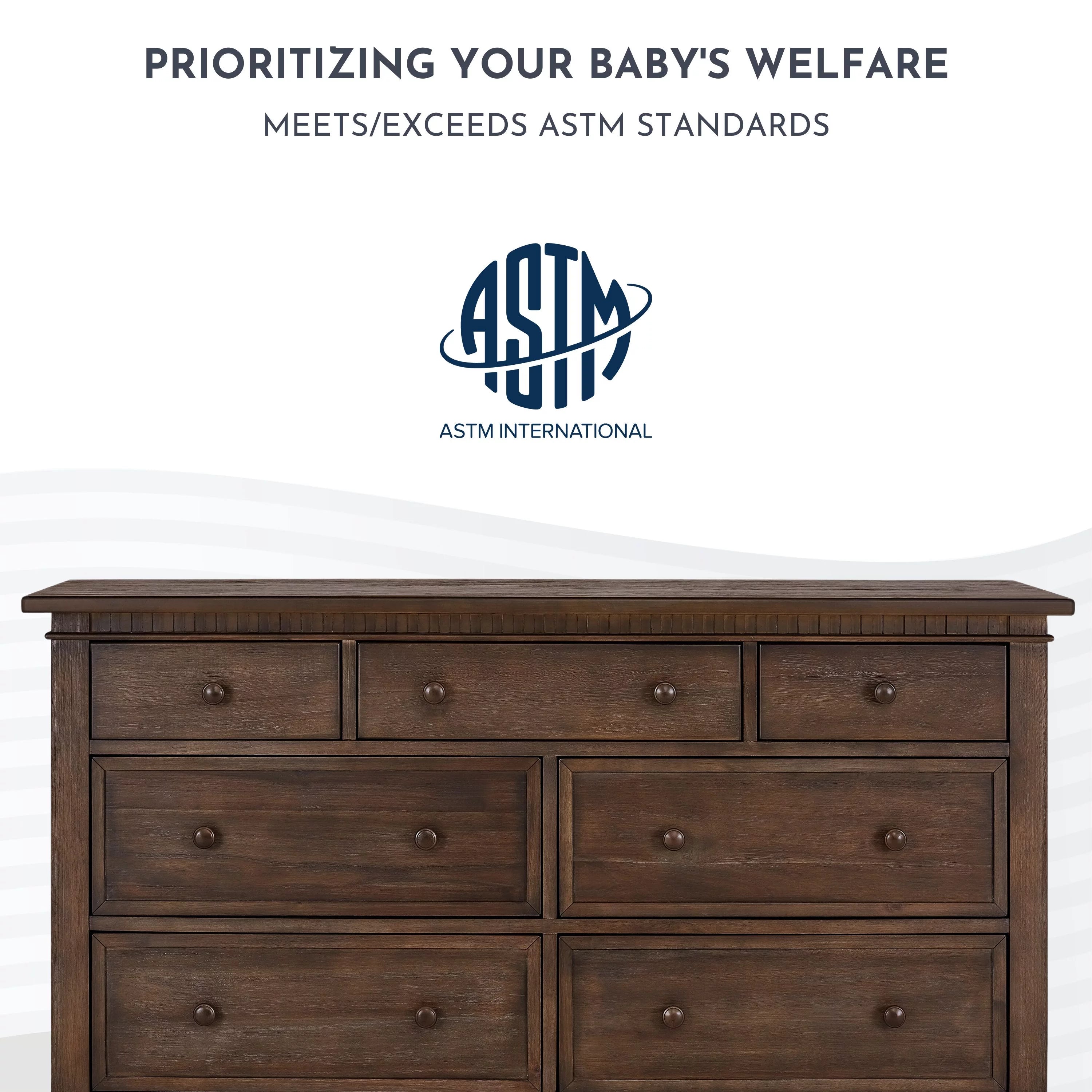 Antique Brown Double Dresser, 7 Drawers E338