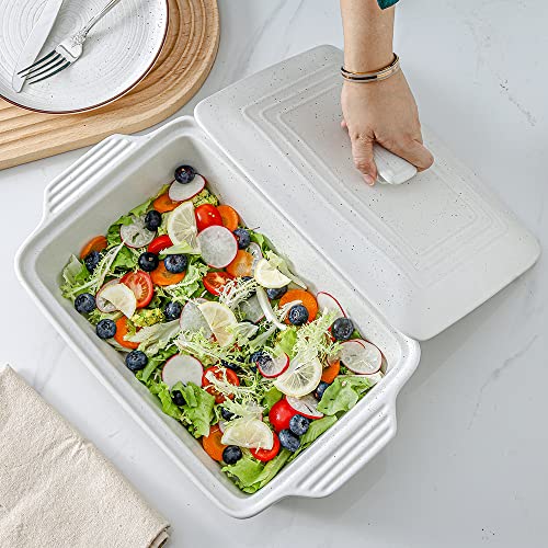 Ceramic Casserole Dish with Lid, 9x13, Oven Safe, 3.5 Quart, White T737676