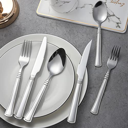 Stainless Steel Silverware Set for 4 with Steak Knives L562