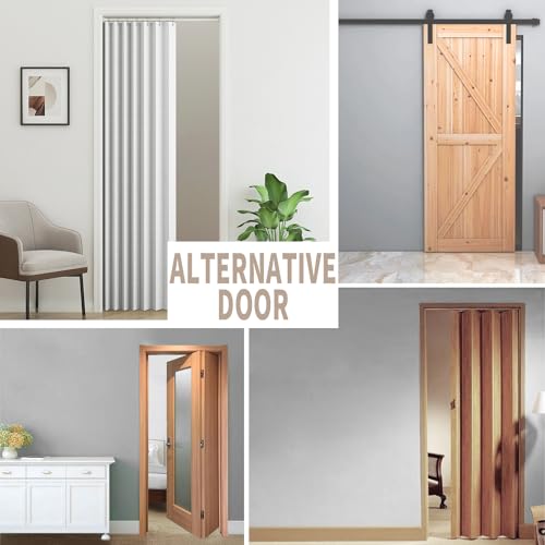 Accordion Door Curtain for Doorways, 1 Panel with Tieback, Beige S9835