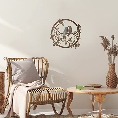 Metal Wall Art Bird on Tree Branch for Living Room Garden Bedroom Office H385129