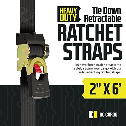 Retractable Ratchet Straps 2 Pack, 1 inch x 10 feet, Heavy Duty Tie Downs for Trailers, Vehicles, Boat A354
