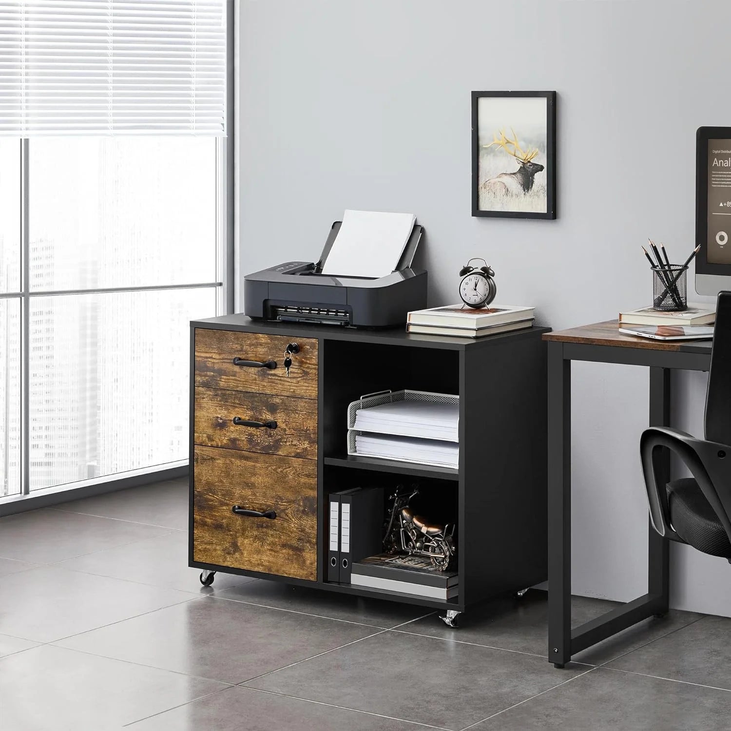 3 Drawer Lateral File Cabinet with Lock for Letter A4 Q625797