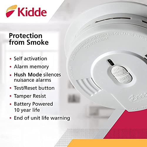 Smoke Detector, 10-Year Battery Powered, LED Warning Light J493