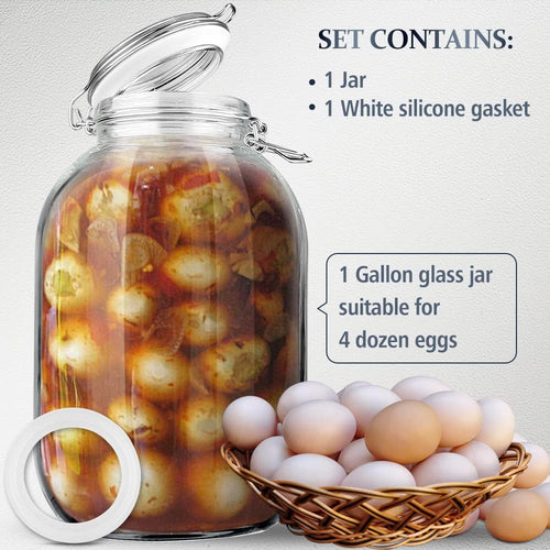 1 Gallon Glass Jar with Airtight Lid for Pickled Eggs and Kombucha Z58873