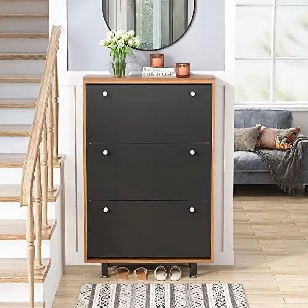 3 Drawer Shoe Cabinet Freestanding Shoe Rack with Flip Door for Entryway Hallway Bedroom J18964