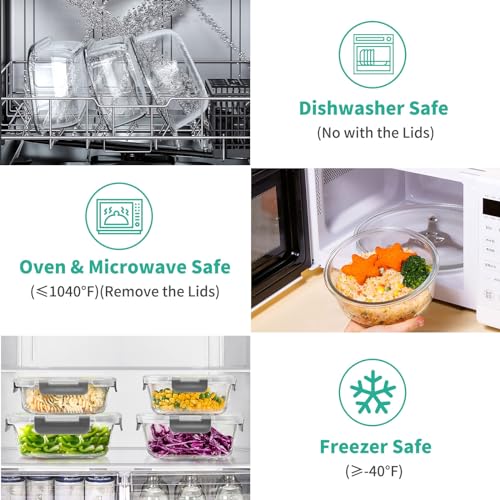 34pcs Glass Food Storage Containers with Lids, Airtight Meal Prep Set, Leak Proof, BPA-Free, Microwave Safe I72052