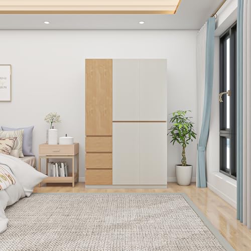 4 Door Wardrobe Closet with Mirror and Drawers T292