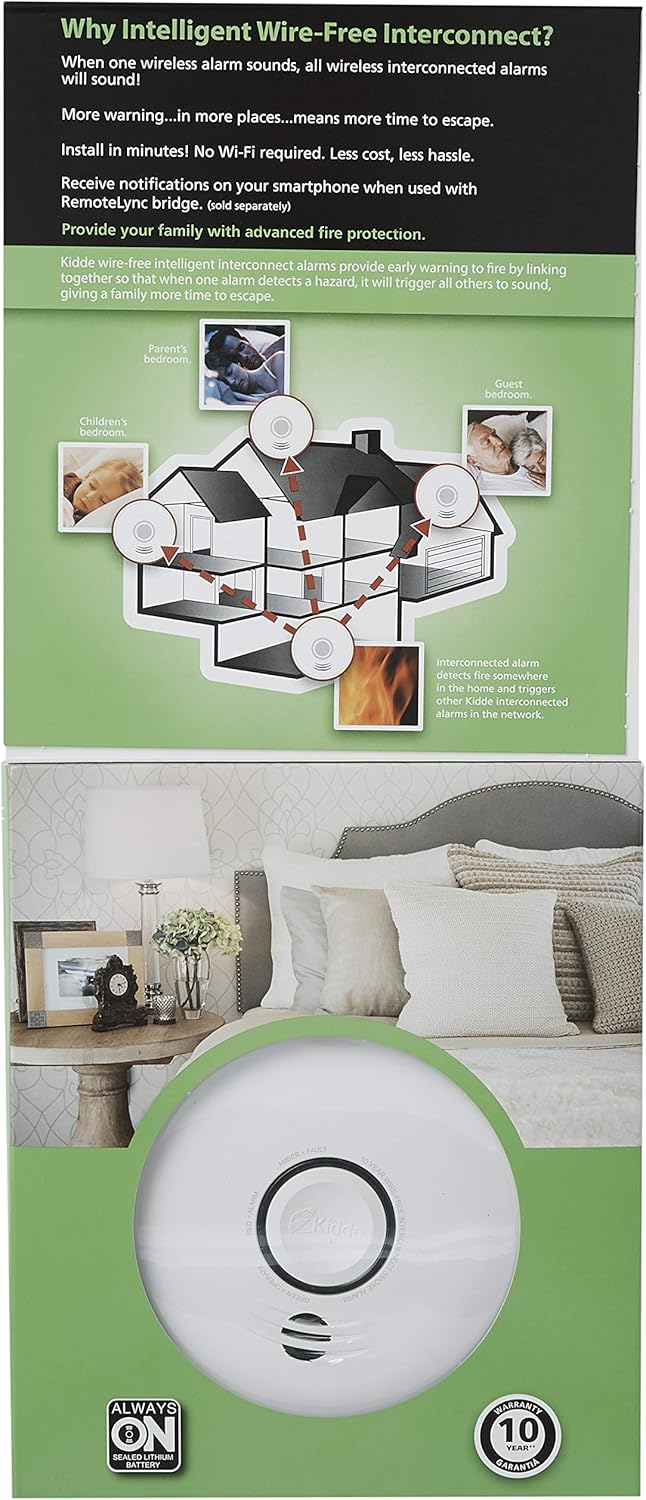 Wireless Smoke Detector with 10-Year Battery and Voice Alerts G987