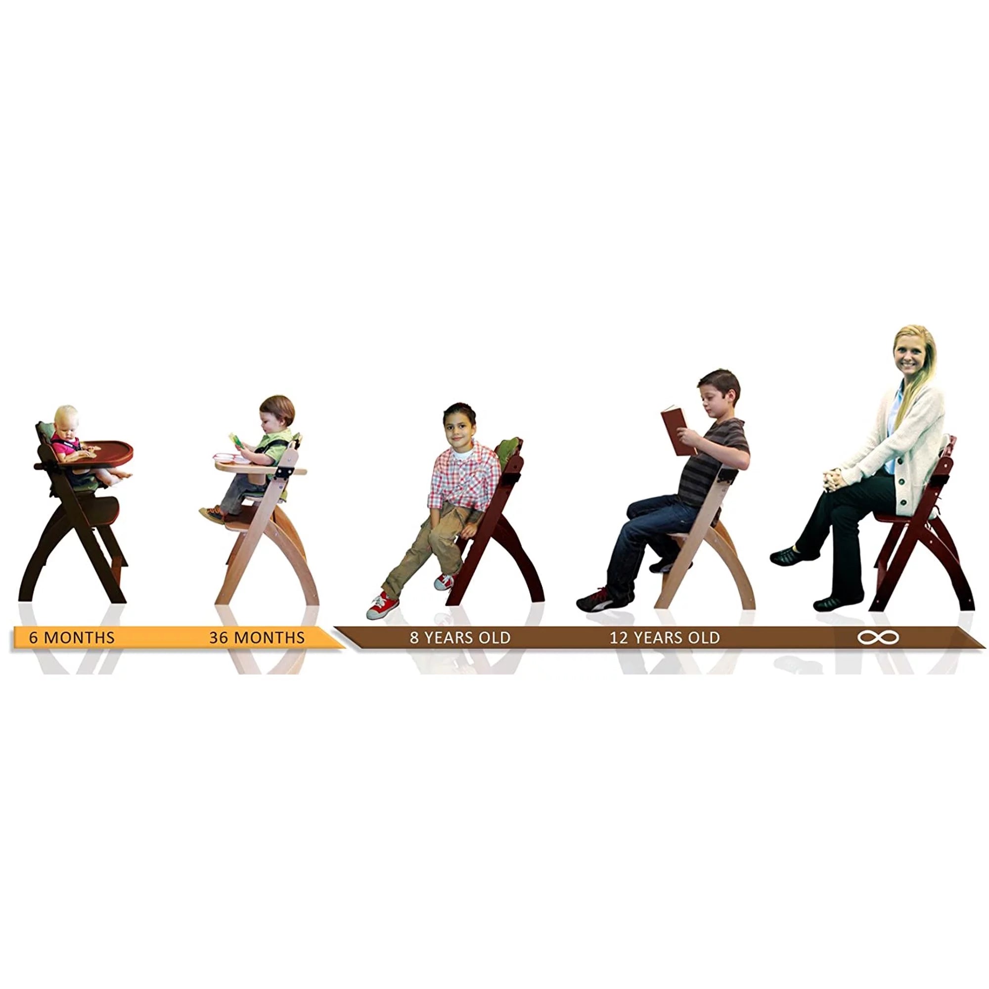 Wooden High Chair with Tray for Babies and Toddlers E36485