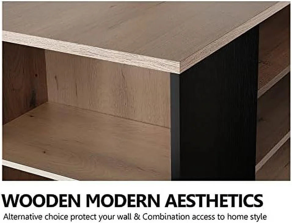 TV Stand with Mount for 32-70 inch TVs, Wood Console with LED Light, Swivel Floor Stand for Living Room X44332