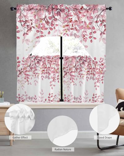 Turquoise Blue Eucalyptus Leaves Valance for Windows, 42x12 Inches F6546