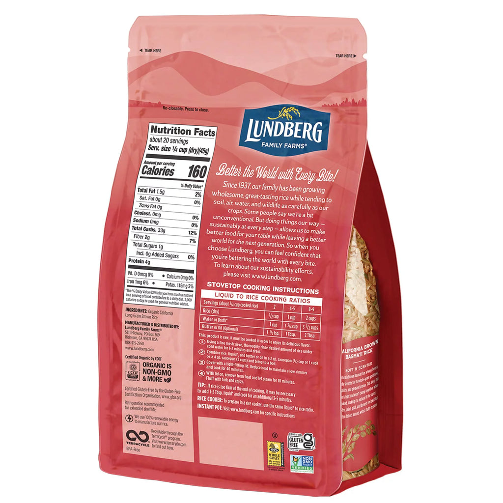 Organic California Brown Basmati Rice, Whole Grain, Gluten-Free, 32 Ounce W10478