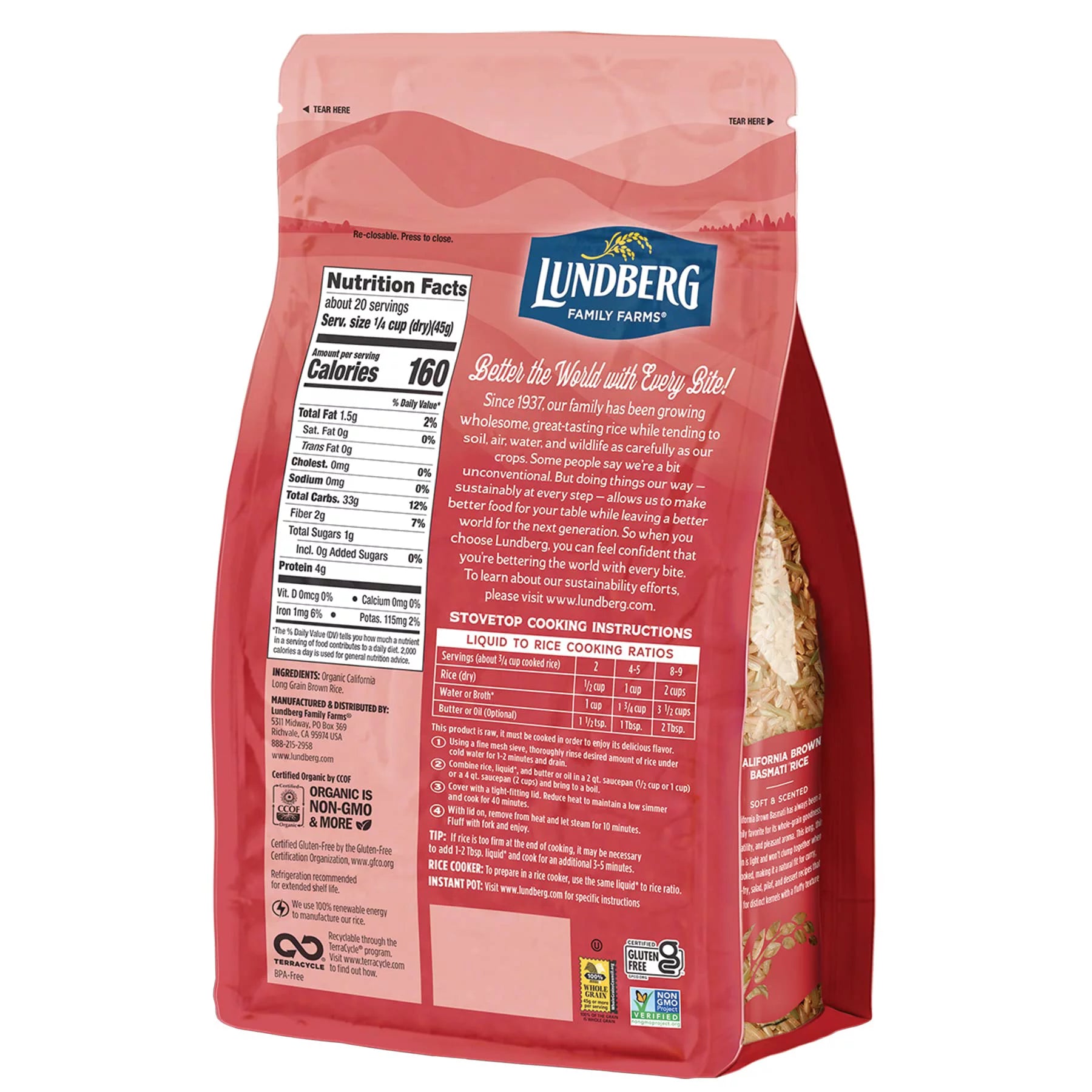 Organic California Brown Basmati Rice, Whole Grain, Gluten-Free, 32 Ounce W10478