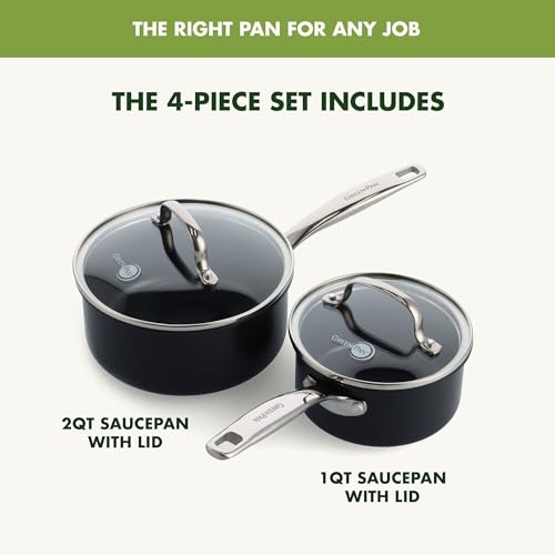 Hard Anodized Ceramic Nonstick 3QT Saucepan Pot with Lid S87909