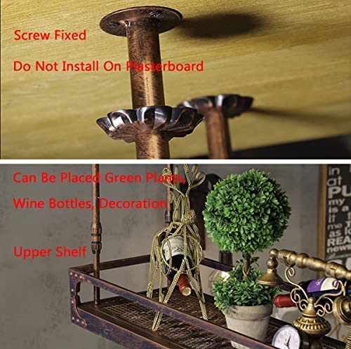 Wall-Mounted Wine Glass Rack, Industrial Vintage Metal, Bronze, 80x35cm V8217