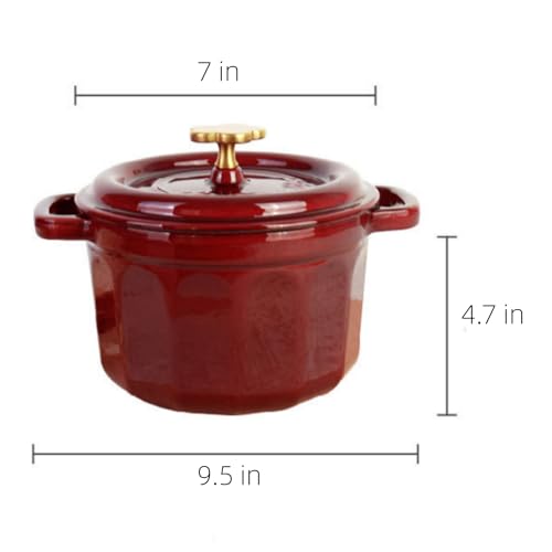 Enameled Cast Iron Dutch Oven with Star Knob, Red F181