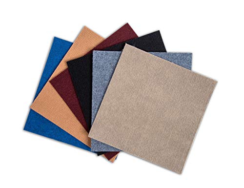 Peel and Stick Carpet Floor Tiles 12" x 12" 48 Pcs Brown K590