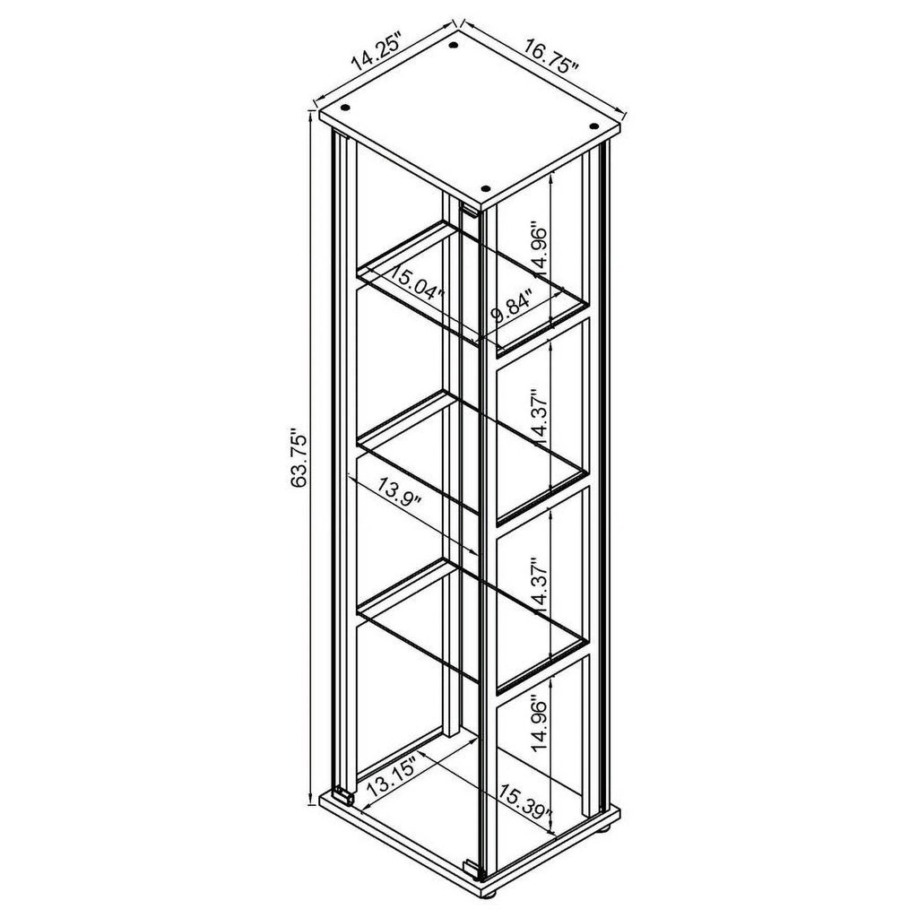 Black Wood And Glass 4 Shelf Curio Display Cabinet F589449