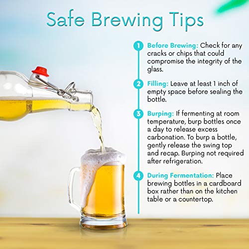 6-Pack 8.5oz Swing Top Glass Bottles with Airtight Caps Y62856