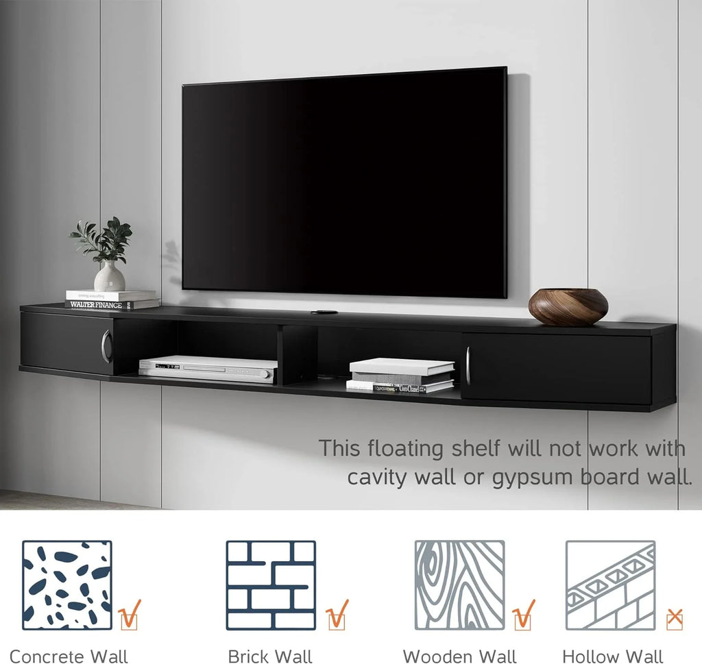 Floating TV Stand with Cabinet, Wall Mounted TV Shelf, 70'' C179431