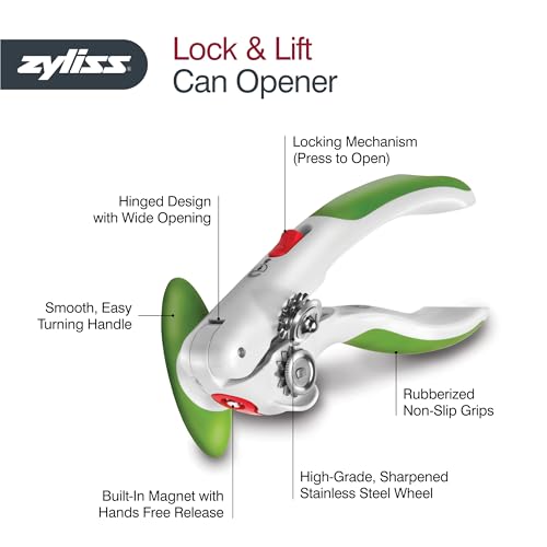 Manual Can Opener with Lid Lifter Magnet, Red X618803
