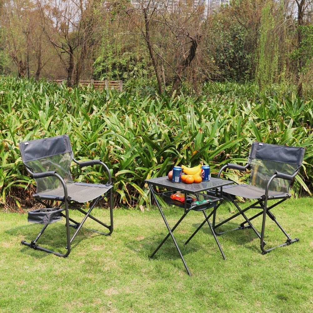 Heavy Duty Portable Folding Director's Chair for Outdoor Camping, Gray E349316