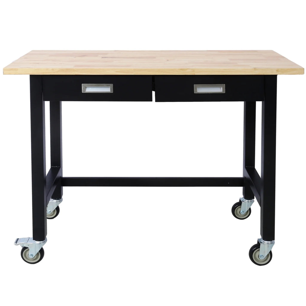 Adjustable Workbench with Drawer Storage, Bamboo Wood, Wheels M620