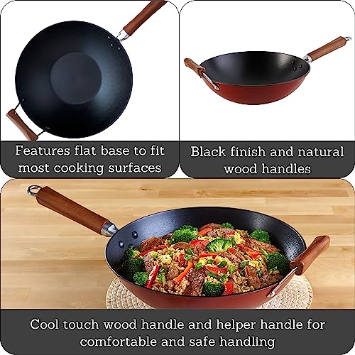Cast Iron Wok with Wood Handles 14-Inch X1322