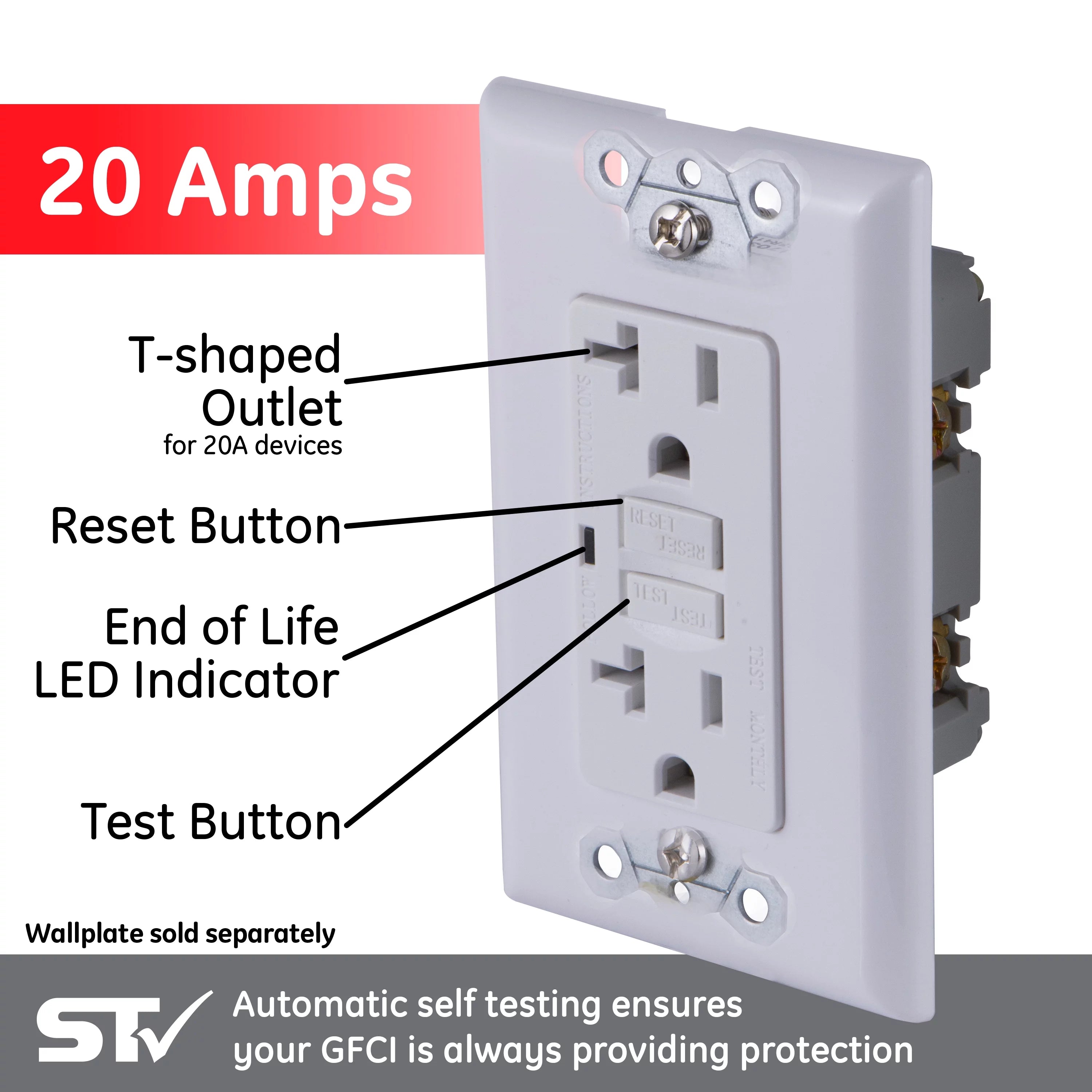 20A GFCI Outlet, White Q29072