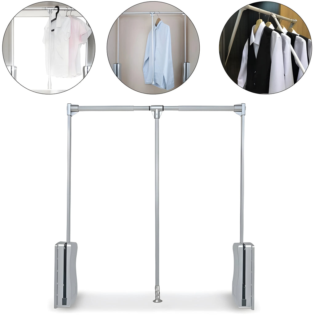 Pull Down Closet Rod, Adjustable 35-46.7 inch, Heavy Duty Hanging Clothes Rail J197