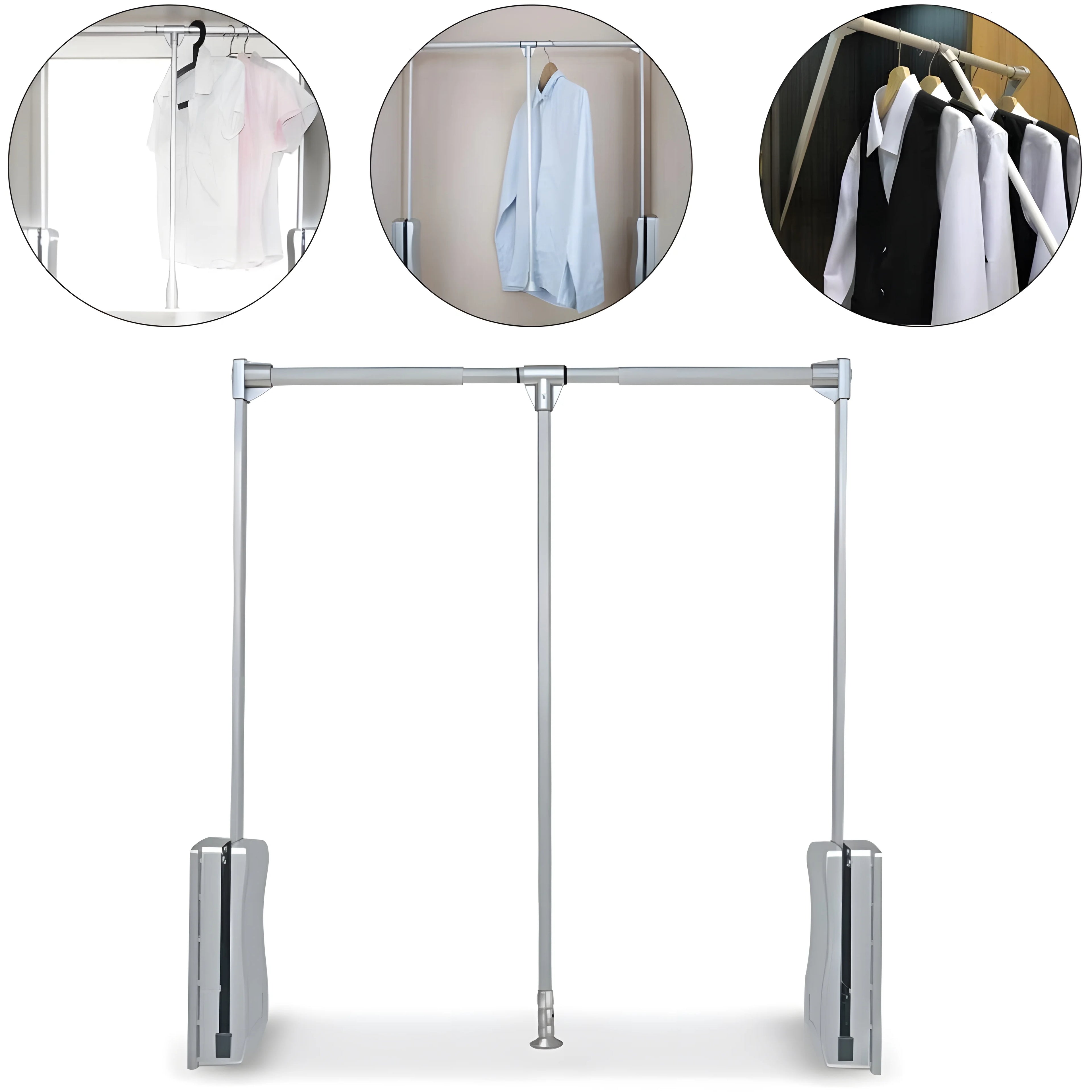 Pull Down Closet Rod, Adjustable 35-46.7 inch, Heavy Duty Hanging Clothes Rail J197