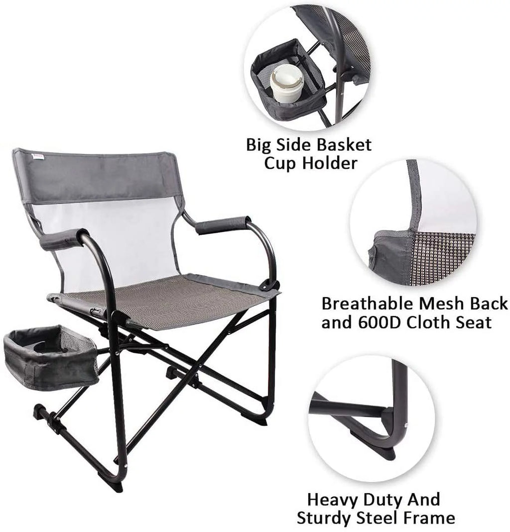 Heavy Duty Portable Folding Director's Chair for Outdoor Camping, Gray E349316