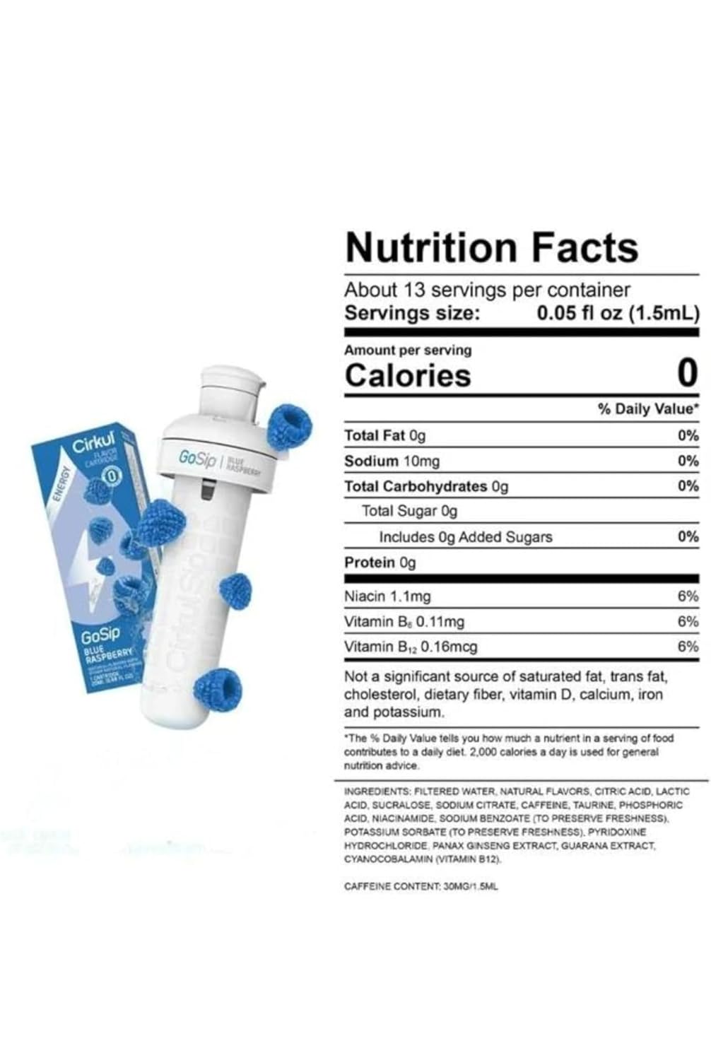 Blue Raspberry Flavored Water Enhancer Cartridge for Water Bottle X8839