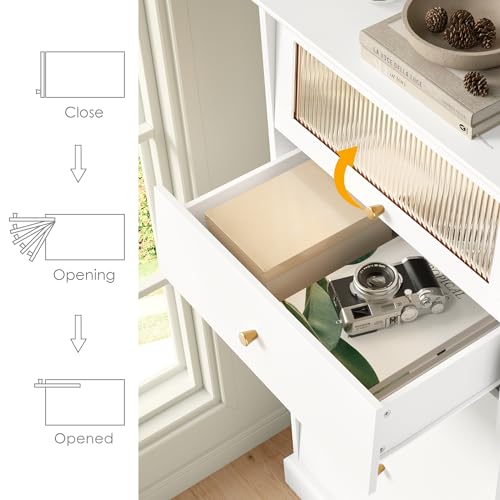 6 Drawer Dresser with Glass Drawer, Black and Gold S786494