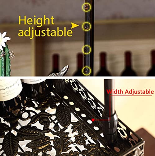 Adjustable Metal Wall-Mounted Wine Rack with Stemware Holder, Bronze F555