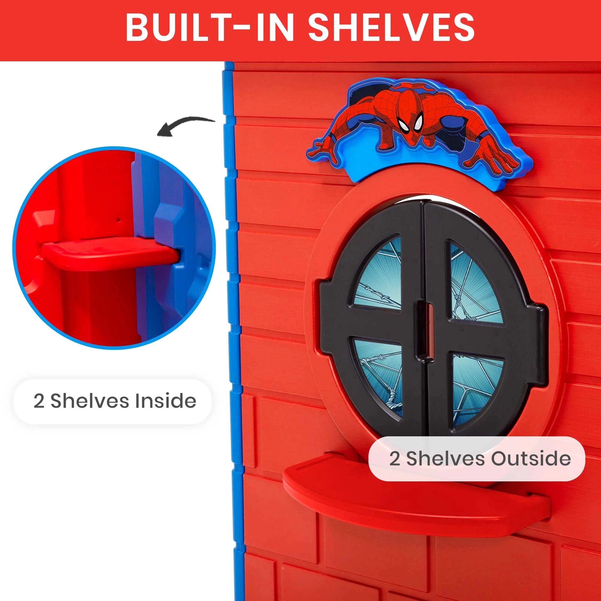 Spider-Man Plastic Indoor/Outdoor Playhouse with Easy Assembly, Blue/Red C5668