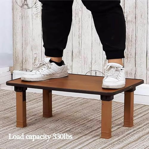 Japanese-Style Square Folding Tea Coffee Table, Adjustable Low Table for Floor Sitting, 70x70cm H135