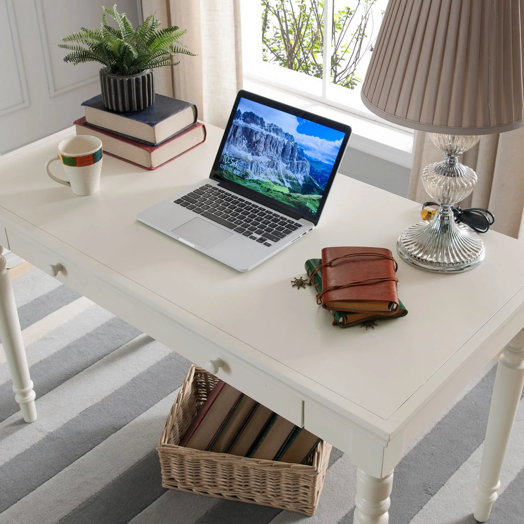 Turned Leg Laptop Writing Desk with Center Keyboard Drawer L40197